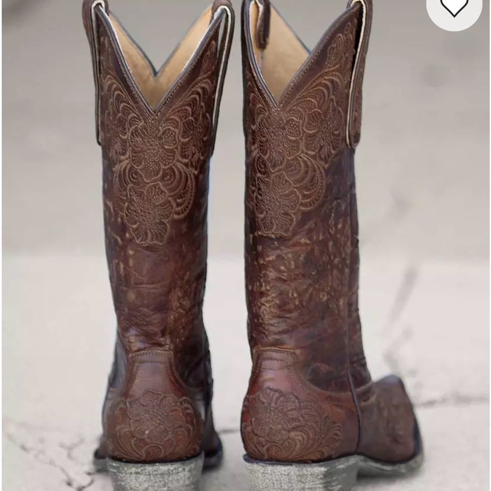 Old Gringo Distressed Brown Heeled Boots - Picture 9 of 12